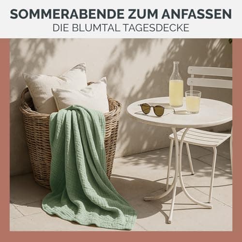 Blumtal Oeko-TEX Tagesdecke 150x200 cm - Bettüberwurf Anthrazit - Baumwolle 100% - leichte Kuscheldecke - Couch Überwurf