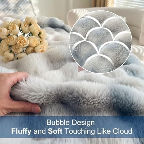 Kuscheldecke Milchsamt Blasen Decke Super Soft Warme Couchdecke 100 x 160cm White