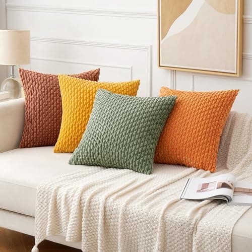MIULEE 4er Set Dekorative Kissenhülle Wohnzimmer Schlafzimmer Orange Grün