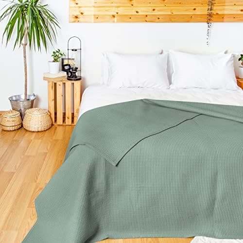 LAYNENBURG Premium Sommerdecke 150 x 200 cm - Waffelpique 100% Baumwolle - Creme OEKO-TEX STANDARD 100