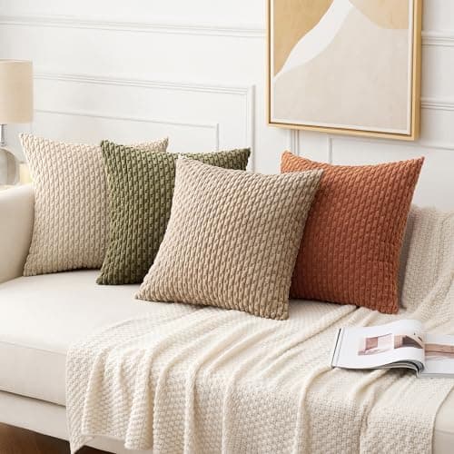 MIULEE 4er Set Dekorative Kissenhülle Wohnzimmer Schlafzimmer Orange Grün