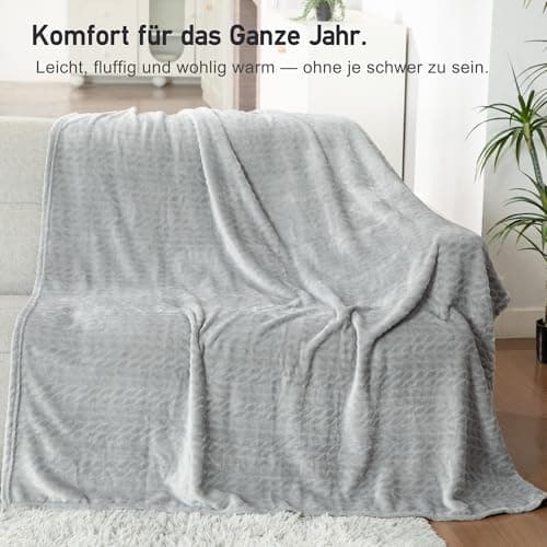 Winthome Kuscheldecke Flauschig Weich für Kinder geeignet, Warme Couchdecke Pflegeleicht, Kuschelige Fleecedecke für all