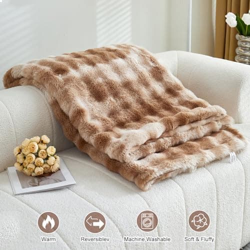 Kuscheldecke Milchsamt Blasen Decke Super Soft Warme Couchdecke 100 x 160cm White