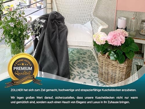 ZOLLNER Kuscheldecke in 130x170 cm - kuschelige und langlebige Fleecedecke - antistatisch und Oeko Tex® Zertifiziert