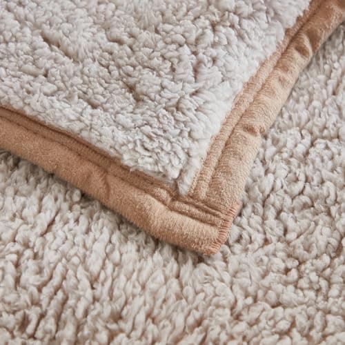 EMME Flauschige Sherpa Kuscheldecke Oeko-Tex 150x200 cm, perfekt für Winterspazieren und Relaxen - doppelseitig weich, l