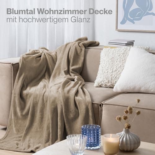 Blumtal wohndecke Anthrazit - flauschig - Oeko-TEX zertifiziert - 130x150 cm - Couch & Wohnzimmernutzung - Fliesdecke -