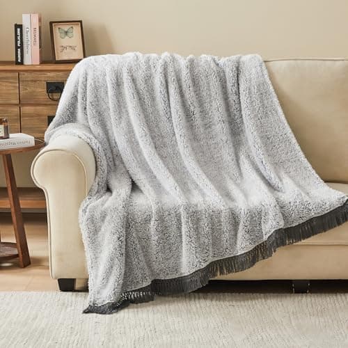 EMME Flauschige Sherpa Kuscheldecke Oeko-Tex 150x200 cm, perfekt für Winterspazieren und Relaxen - doppelseitig weich, l