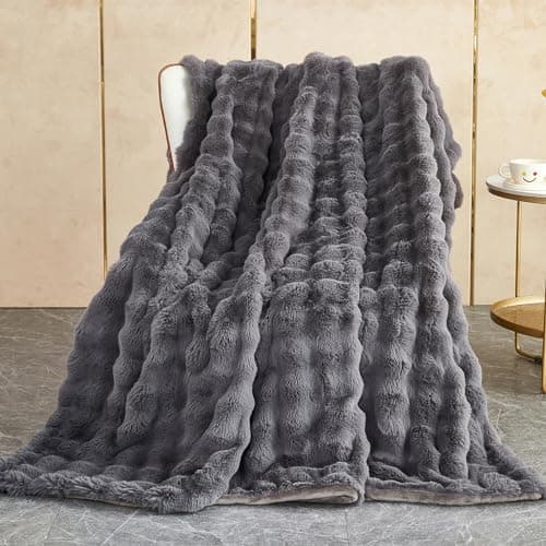 Kuscheldecke Milchsamt Blasen Decke Super Soft Warme Couchdecke 100 x 160cm White