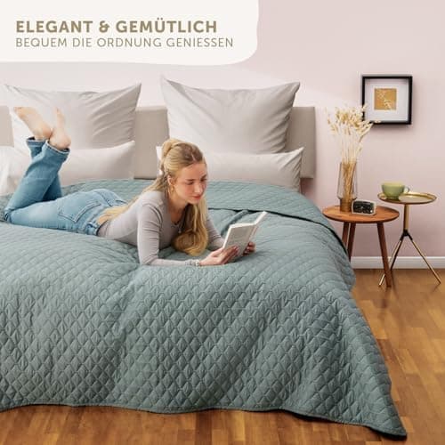 Blumtal Oeko-TEX zertifizierter Tagesdecke - Waschbar - Beige - 170x210 cm - Sofaüberwurf - Tagesdecke für Couch und Bet