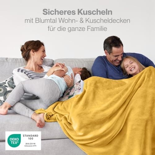 Blumtal wohndecke Anthrazit - flauschig - Oeko-TEX zertifiziert - 130x150 cm - Couch & Wohnzimmernutzung - Fliesdecke -