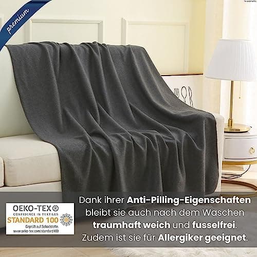 Wometo Premium Fleecedecke - weiß meliert (Bi-Color)Anti-Pilling 140x190 cm OEKO-TEX