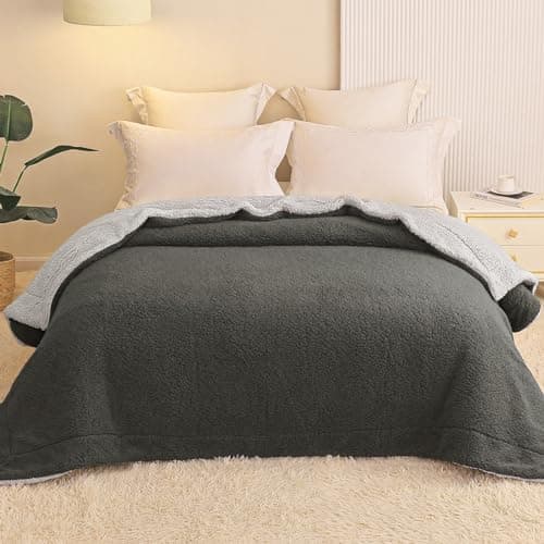 Exclusivo Mezcla Decke, Warme Kuscheldecke für Bett und Sofa, Tiefviolett/Lila 130x150 cm