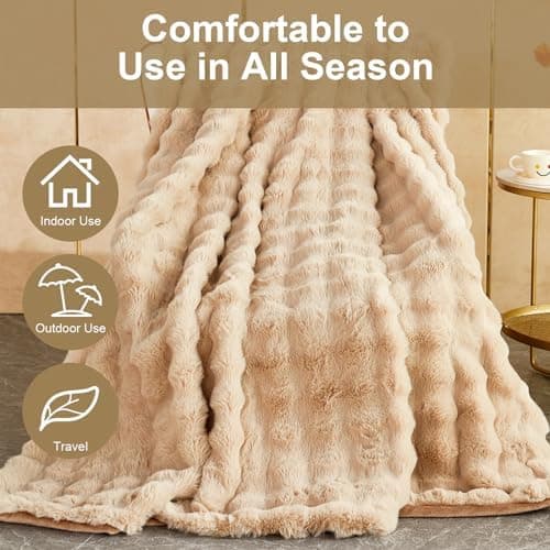 Kuscheldecke Milchsamt Blasen Decke Super Soft Warme Couchdecke 100 x 160cm White