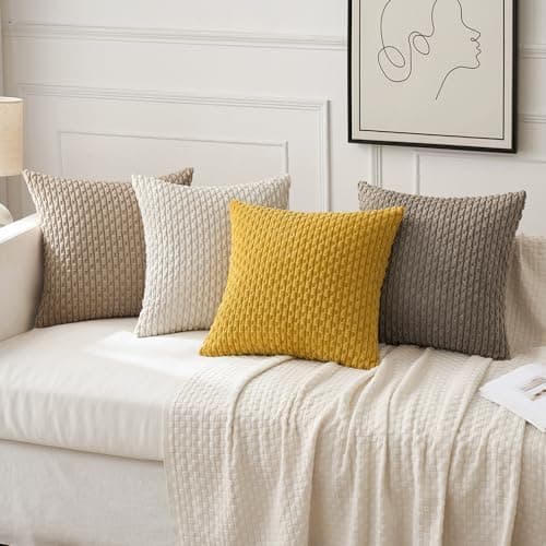 MIULEE 4er Set Dekorative Kissenhülle Wohnzimmer Schlafzimmer Orange Grün