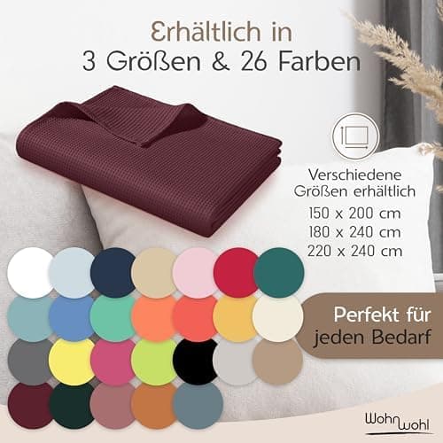 Tagesdecke Grau 100% Baumwolle Pflegeleicht Sommerdecke
