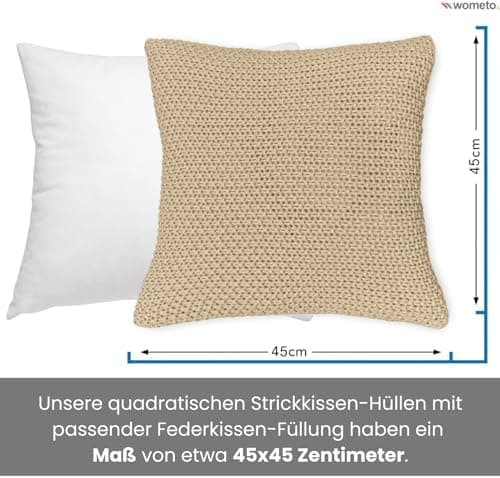 Wometo Oeko-TEX Sofakissenbezug Strick 45x45 türkis Petrol Reißverschluss warme weiche Kissenhülle OEKO-TEX STANDARD 100