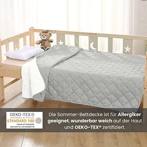 Wometo Microfaser Sommer Steppbett OekoTex - grün und hellgrün Kochfest -ideal für Camping und heiße Tage - 200x200 - oh