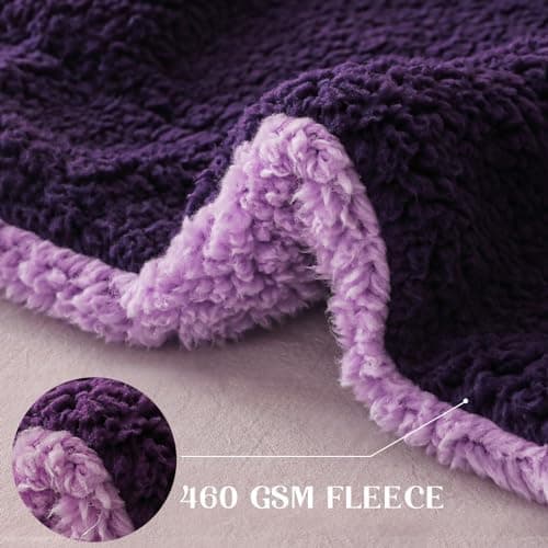Exclusivo Mezcla Decke, Warme Kuscheldecke für Bett und Sofa, Tiefviolett/Lila 130x150 cm