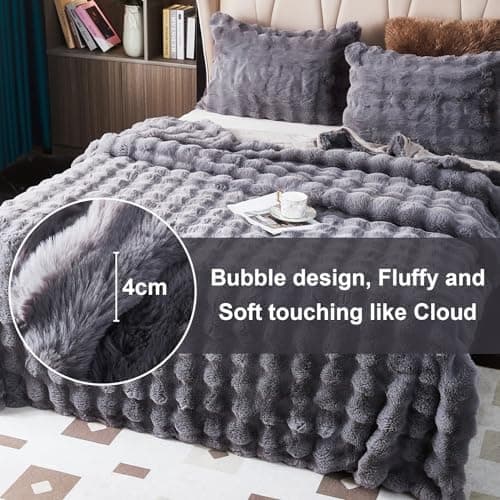 Kuscheldecke Milchsamt Blasen Decke Super Soft Warme Couchdecke 100 x 160cm White