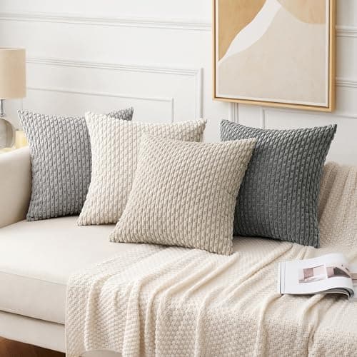 MIULEE 4er Set Dekorative Kissenhülle Wohnzimmer Schlafzimmer Orange Grün