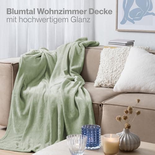 Blumtal wohndecke Anthrazit - flauschig - Oeko-TEX zertifiziert - 130x150 cm - Couch & Wohnzimmernutzung - Fliesdecke -