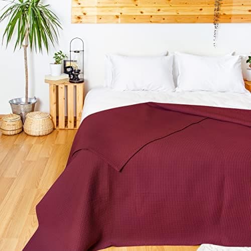 LAYNENBURG Premium Sommerdecke 150 x 200 cm - Waffelpique 100% Baumwolle - Creme OEKO-TEX STANDARD 100