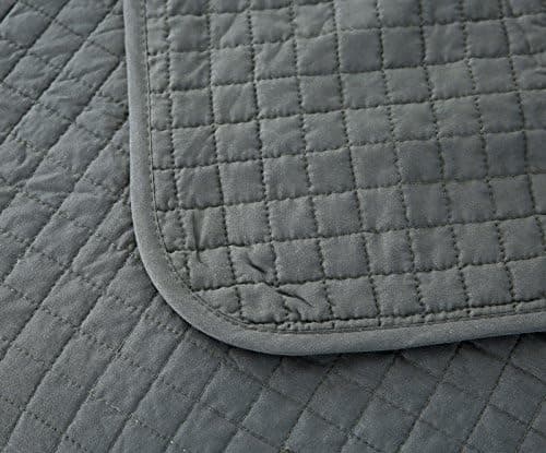 WOLTU Tagesdecke Steppdecke Doppelbett Dunkelgrau-Crème 170x210 cm 360GSM Global Recycled Standard Kariert