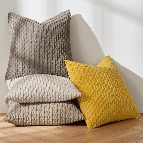 MIULEE 4er Set Dekorative Kissenhülle Wohnzimmer Schlafzimmer Orange Grün