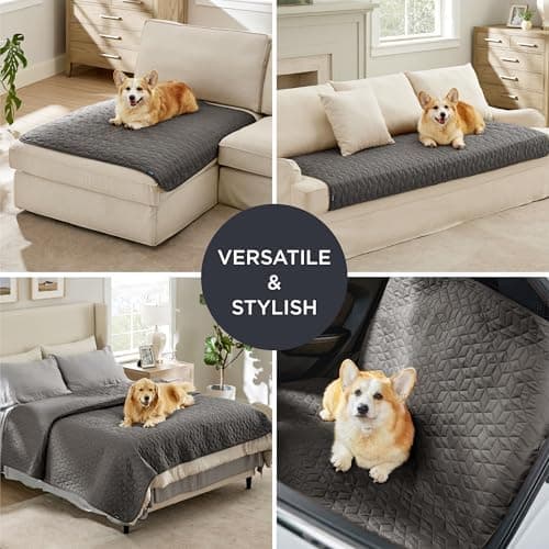 BEDSURE wasserdichte Hundedecke - 76x178 cm rutschfeste Schutzmatte für Couch, waschbar und kratzfest, Grau OEKO-TEX STA