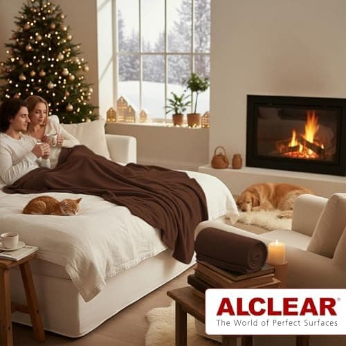 ALCLEAR Schokobraun Fleecedecken 130x160 cm, über 200 g/m2, SOFAGEDECKE DECKE Wohndecke Picknickdecke OEKO-TEX
