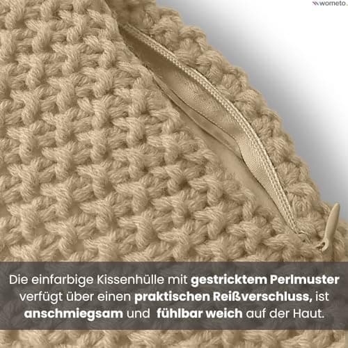 Wometo Oeko-TEX Sofakissenbezug Strick 45x45 türkis Petrol Reißverschluss warme weiche Kissenhülle OEKO-TEX STANDARD 100