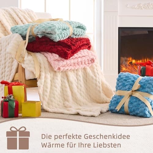 Vielit Ultraweiche Kuscheldecke Flauschig Rot – Warme & Gemütliche Couch & Sofadecke, Atmungsaktiv & Pflegeleicht, OEKO-