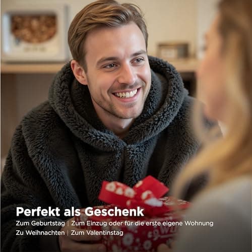 BEDSURE Hoodie Decke mit Ärmeln - Warme Kuschelpullover für Frauen - Tragbare Erwachsenendekke Grau OEKO-TEX 95x85 cm