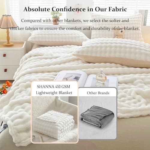Kuscheldecke Milchsamt Blasen Decke Super Soft Warme Couchdecke 100 x 160cm White