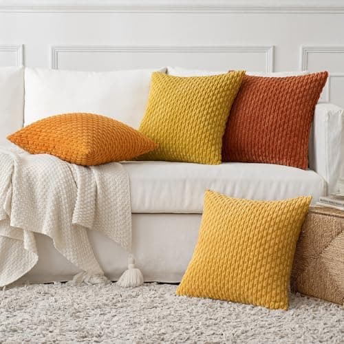 MIULEE 4er Set Dekorative Kissenhülle Wohnzimmer Schlafzimmer Orange Grün
