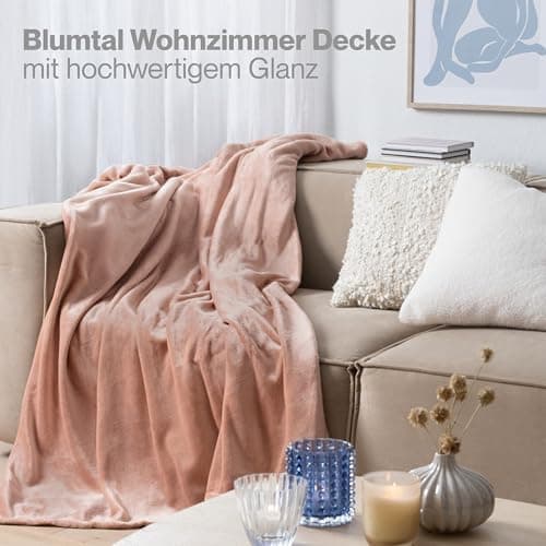 Blumtal wohndecke Anthrazit - flauschig - Oeko-TEX zertifiziert - 130x150 cm - Couch & Wohnzimmernutzung - Fliesdecke -