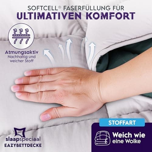 Bettdecke ohne Bezug 135x200 Grau Beige - Wärmeklasse 2 Steppdecke mit Gelfasern für Daunengefühl - Ganzjahresdecke