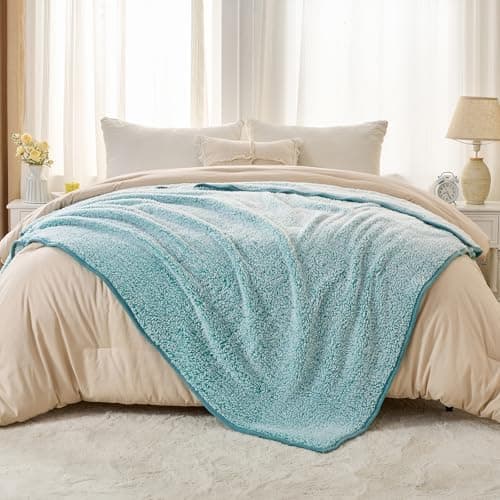 EMME Flauschige Sherpa Kuscheldecke Oeko-Tex 150x200 cm, perfekt für Winterspazieren und Relaxen - doppelseitig weich, l