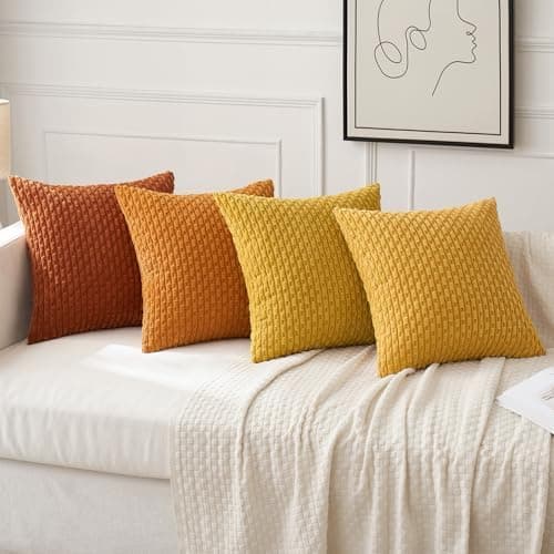 MIULEE 4er Set Dekorative Kissenhülle Wohnzimmer Schlafzimmer Orange Grün