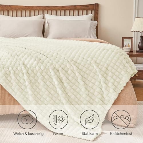 BEDELITE Flauschig Kuscheldecke Hellblau 125x150 für Sofa und Wohnzimmer OEKO-TEX STANDARD 100  
BEDELITE Hellblauer Fla