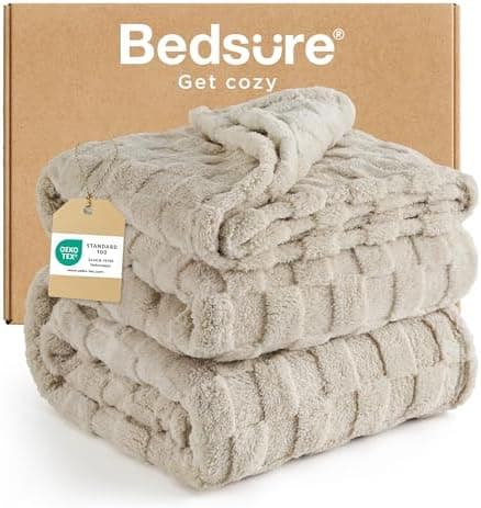 BEDSURE Kuscheldecke Flauschig - Weiche Warme für Zimmer Deko, Wohn- & Kuscheldecken, Hellbraun, 130 x 170 cm OEKO-TEX S