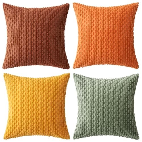 MIULEE 4er Set Dekorative Kissenhülle Wohnzimmer Schlafzimmer Orange Grün