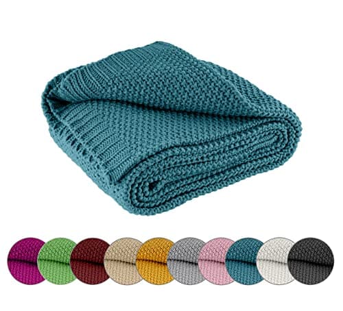 Wometo Kuscheldecke Strick warme weiche Strickmuster grau 140x190 OEKO-TEX