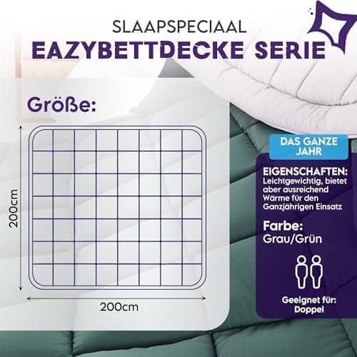 Bettdecke ohne Bezug 135x200 Grau Beige - Wärmeklasse 2 Steppdecke mit Gelfasern für Daunengefühl - Ganzjahresdecke