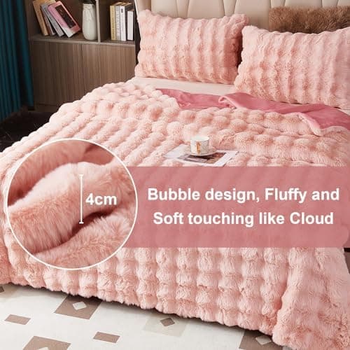 Kuscheldecke Milchsamt Blasen Decke Super Soft Warme Couchdecke 100 x 160cm White