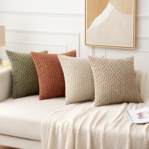 MIULEE 4er Set Dekorative Kissenhülle Wohnzimmer Schlafzimmer Orange Grün