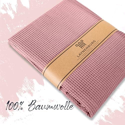 LAYNENBURG Premium Sommerdecke 150 x 200 cm - Waffelpique 100% Baumwolle - Creme OEKO-TEX STANDARD 100