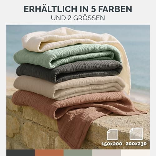 Blumtal Oeko-TEX Tagesdecke 150x200 cm - Bettüberwurf Anthrazit - Baumwolle 100% - leichte Kuscheldecke - Couch Überwurf