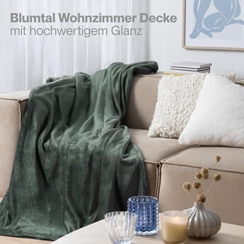 Blumtal wohndecke Anthrazit - flauschig - Oeko-TEX zertifiziert - 130x150 cm - Couch & Wohnzimmernutzung - Fliesdecke -