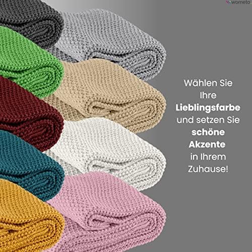 Wometo Kuscheldecke Strick warme weiche Strickmuster grau 140x190 OEKO-TEX